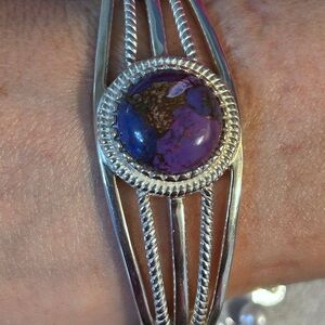 Silpada Sterling Silver Purple Turquoise Stone Cuff Bracelet, used display